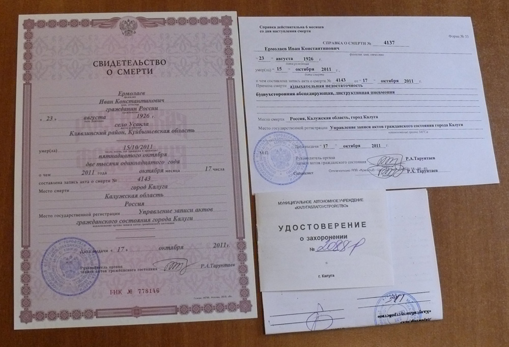 Свидетельство о смерти